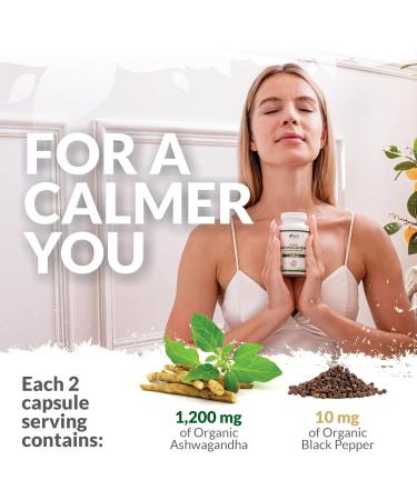 Organic Ashwagandha KSM-66 1200mg - 5% Withanolides - 180 Vegan Capsules not Tablets - High Strength Ashwaganda Enhanced with Black Pepper - Soil Association Certified - Nu U Nutrition - Buy Online on GoSupps.com