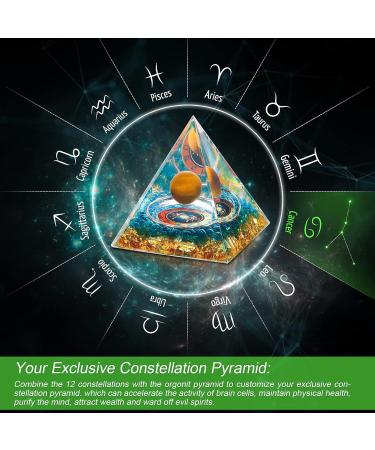 HuiJuKeJi Healing Crystals Cancers Orgonit Pyramid Constellation Gifts - 12 Companion Birthstone & Tiger Eye Stone Crystal Pyramid for Astrology Energy Healing Reiki Chakra Stone 6cm -Cancers - Buy Online on GoSupps.com