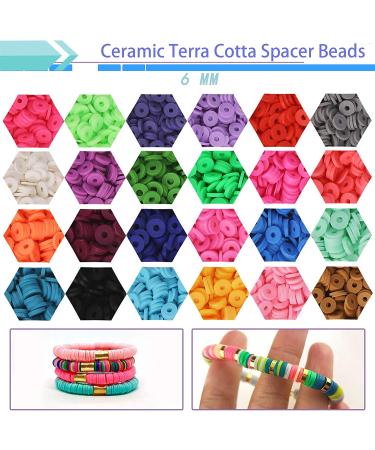 Greentime Clay Beads 4500pcs Heishi Beads Kit - 24 Color 6mm Round Spacer Beads for Jewelry Making, Bracelets & Earrings - DIY Crafts Holiday Gift - Buy Online on GoSupps.com