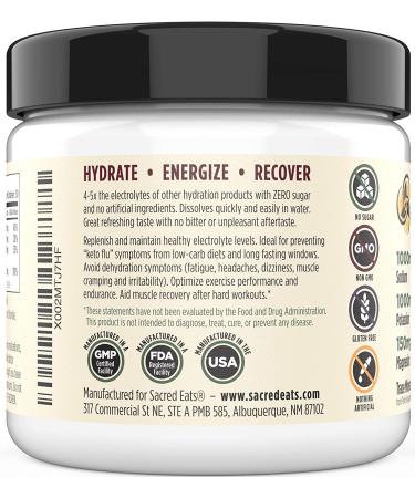 Sacred Eats Keto Electrolyte Powder | 1000mg Potassium & Sodium, 150mg Magnesium | Monk Fruit Sweetened | Natural Raspberry Lemon Flavor - 30 Servings - Buy Online on GoSupps.com