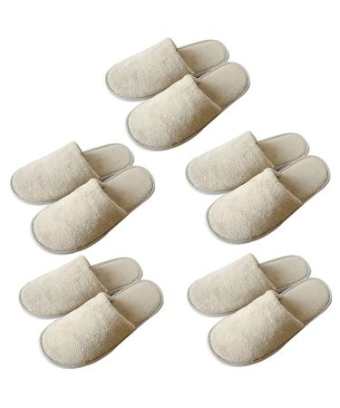 Fiyson 5 pair disposable slippers hotels lip travel hotel slipproof slippers fluffy coral fleece closed toes slippers for hotel travel home guest (gray) 38 EU gray