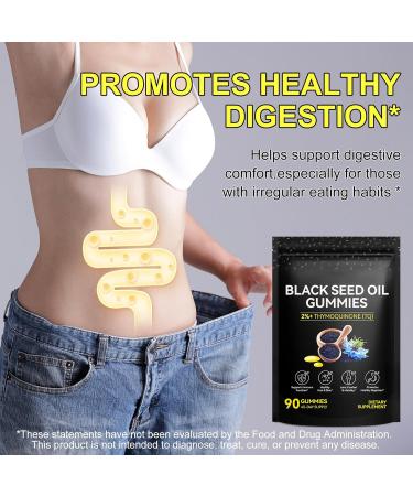 Black Seed Oil Gummies Contains 500mg of Cold-Pressed Black Seed Oil Promotes Digestion | Gluten Free | Non-GMO | Pectin Base Hair Strength & Skin Hydration 90 Gummies - Buy Online on GoSupps.com