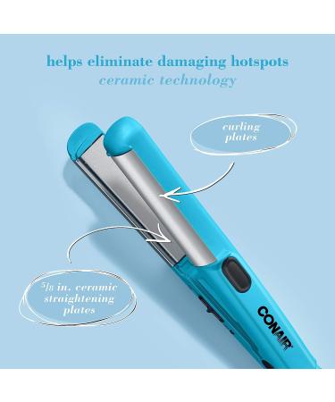 Conair Mini Dual Deluxe Styler - 2-in-1 Styler for Curls, Waves, and Straightening | On-The-Go Styling | 1 Count - Buy Online on GoSupps.com