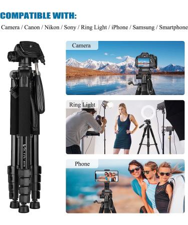 VICTIV 74 Camera Tripod with Carry Bag & Phone Holder - Aluminum Tripod for Canon, Nikon, DSLR, iPhone, Projector & More - Buy Online on GoSupps.com