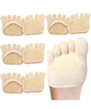 4 Pairs Metatarsal Pads for Women Finger Ball of Foot Cushions Not Exposed Style Foot Pads Forefoot Toe Separator Socks Soft Foot Metatarsal Sleeves for Support Pain Relief Size 4 to 6