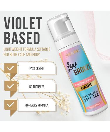 Self Tanner Dark Mousse - Fast-Acting Streak-Free Natural Glow | Anti-Cellulite Aloe Vera & Coconut Infused Vegan & Cruelty-Free - 6.7 Fl Oz - Buy Online on GoSupps.com