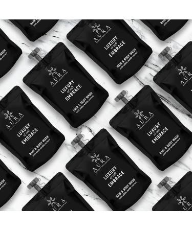  AURA LUXURY COLLECTION Black Edition 200 x 30ml Shower Shampoo Bags with Cap with Organic White Nettle Extracts - Bathroom Courtesy Kit for Hotel & B & B - Buy Online on GoSupps.com