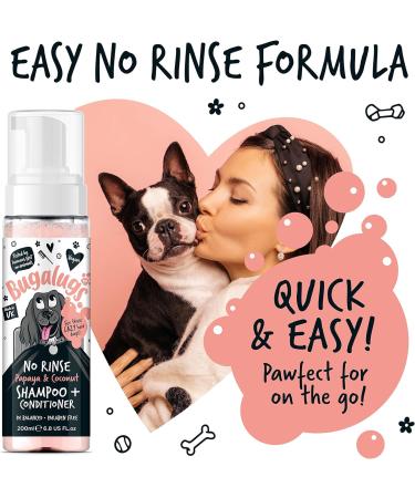 Bugalugs No Rinse Papaya & Coconut Dog Shampoo - Luxury 2 in 1 dog Dry shampoo & conditioner - odour eliminator natural shampoo with dog perfume quick shower for pets - Buy Online on GoSupps.com