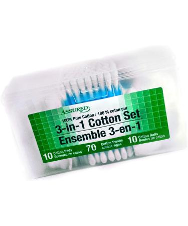 Shop Assured Cotton Pads Swabs & Balls - 3-in-1 Set (90 Items) | Blue Purple & White - International Shipping Available - Buy Online on GoSupps.com