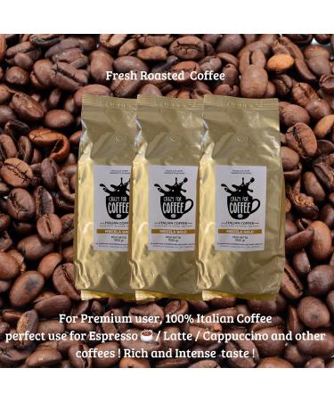 Italian fresh Roasted Crazy For Coffee Beans 1KG - Premium Gold Quality 100% Italian Creamy and Intense coffee bean - Crazyforcoffee premium miscela strong and creamy intense coffee - Buy Online on GoSupps.com