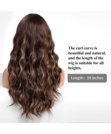 Haircube Long Curly Brown Wig with Blonde Highlights Natural Look Heat-Resistant Synthetic Ponytail Wig for Fashion-Forward Women - Buy Online on GoSupps.com