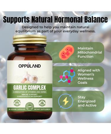 oppuland Garlic Complex - Odorless Garlic Pills with Oregano Olive Leaf Nigella Seed Vitamin D Zinc - Herbal Supplement - Cardiovascular Immune System & Natural Wellness Support - 30 Day Supply - Buy Online on GoSupps.com