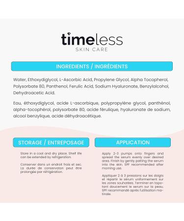 Timeless Skin Care Vitamin C Serum with Vitamin E & Ferulic Acid - 20% Vitamin C Brightening Serum - Face Serum for Oily & Dry Skin - Fragrance-Free Serum for Skin Care - 50ml 1.7 oz - Buy Online on GoSupps.com