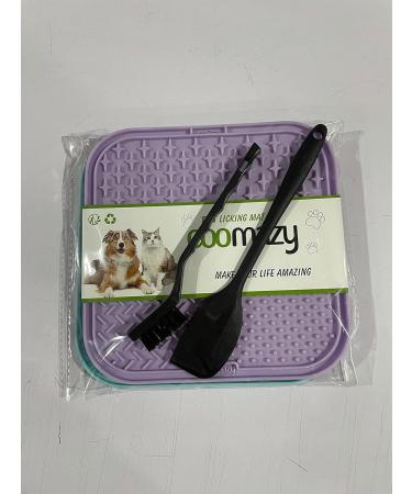Coomazy Leak Mat for Dogs - 2-Pack Lick Mats with Silicone Spatula & Brush | Slow Feeder Dog Bath & Grooming - Blue & Purple - Buy Online on GoSupps.com