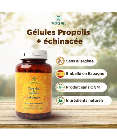 Propolis capsules + Echinacea. 120 capsules x 500 mg (350 mg Propolis + 150 mg Echinacea). Dietary supplement that helps activate the immune system. - Buy Online on GoSupps.com