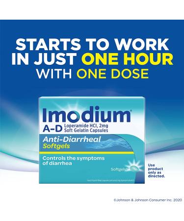 Imodium A-D Anti-Diarrheal Softgels 2mg - 24 ct. Pack - Diarrhea Relief for Acute, Active & Traveler's Diarrhea - Buy Online on GoSupps.com