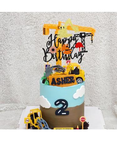 Arthsdite 1Pc Construction Happy Birthday Cake Topper Construction Cake Pick Dump Truck Excavator Tractor Cake Decorations for Construction Theme Baby Shower Kids Birthday Party Supplies - Black - Buy Online on GoSupps.com