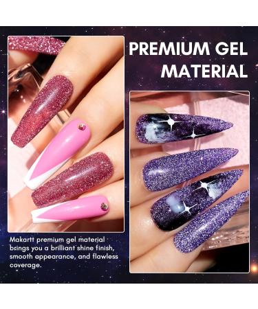Makartt 6 Colors Reflective Glitter Gel Nail Polish Set - Red Black Purple Green Blue | Soak Off Sparkle Shiny Disco Nail Art Salon Kit for Women - 8ML - Buy Online on GoSupps.com