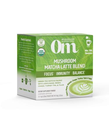 Om Mushrooms Mushroom Powered Matcha Latte Blend 10 Packets 0.28 oz (8 g) Each