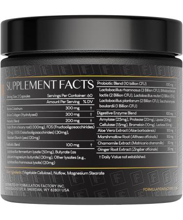 Formulation Factory Probiotics for Women & Men - Gut Intellect 10-in-1 Digestive Enzymes with Prebiotics and Postbiotics - Total Gut Health Supplement - 120 Capsules 2 Month Supply 120 Count (Pack of 1) - Buy Online on GoSupps.com