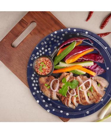 168Pcs Navy blue Party tableware Supplies Navy Blue Paper Plate with Silver Dot Serve 24 Guests Blue Party Plates Cups and Napkins Sets for Birthday Wedding Baby Shower Party Graduation Decorations - Buy Online on GoSupps.com