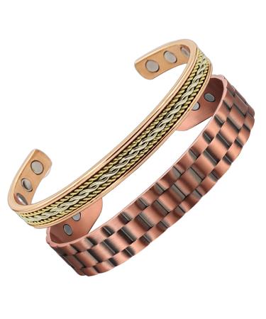 The Original 100% Pure Copper Magnetic Bracelets - ROPE and GEAR Cuff - Adjustable Unisex Sport Bands with Ultra Strength Magnets