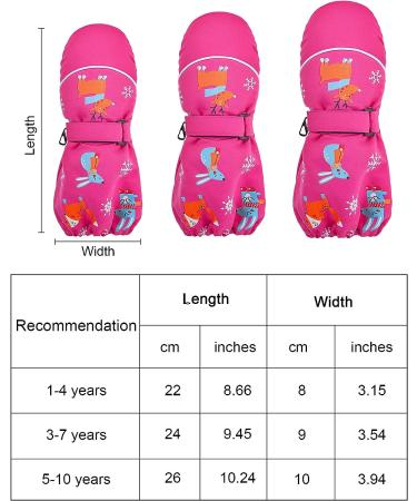 Geyoga 2 Pairs Kids Waterproof Ski Mittens - Rose Red & Black - Ages 3-7 - Buy Online on GoSupps.com