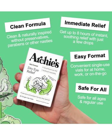 Archie's Remedies Dry Eye Relief - Ultra Lubricating Preservative-Free Eye Drops for Red Eyes & Irritation | 30 Count - Buy Online on GoSupps.com