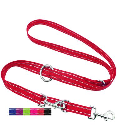 Dey - Premium dog leash nylon 2m |Reflecting |3 -way adjustable |For small medium -sized and large dogs |Many colors | Doubleein dog |Tow leash |Fire leash |Puppy leash |Red L l - 2.5 x 200 cm red -reflecting