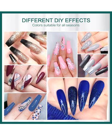 Morovan Gel Nail Polish Kit with 9 Glitter Colors and 48W LED Nail Lamp - DIY Salon Quality Nude Pink and Blue Gel Nail Polish Set with UV Light - Perfect for Any Season - Buy Online on GoSupps.com