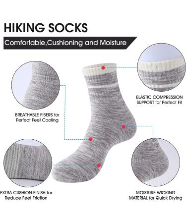 Puqik Multi Performance Cushion Walking Socks - Beige/Grey/Black, Size 10.5-13 | Ideal for Outdoor Camping, Hiking, and Trekking - Buy Online on GoSupps.com