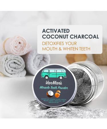 Vanman's Miracle Tooth Powder - 2 oz Teeth Whitening Powder with Coconut Charcoal & Egg Shell Powder - Fluoride Free Dental Care for Healthier Teeth - Buy Online on GoSupps.com