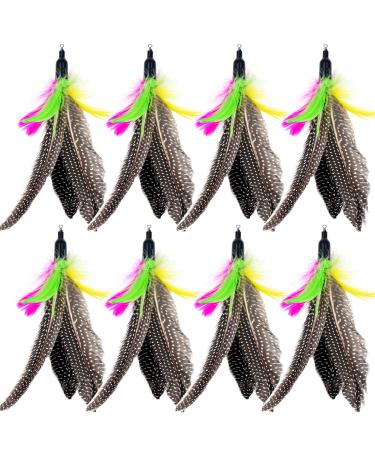 Cat Feather Toy Replacement Cat Toy Wand Teaser Refills, Natural Bird Feather Worm Refills for Indoor Cats AA-8PCS Feathers Refills