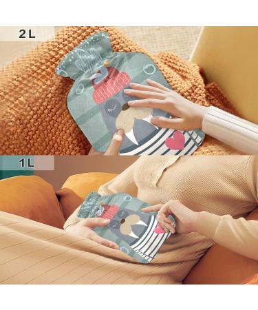 Hot Water Bottle with Cover 2L - BPA Free Walrus Design for Pain Relief & Cramps | International Shipping - Buy Online on GoSupps.com