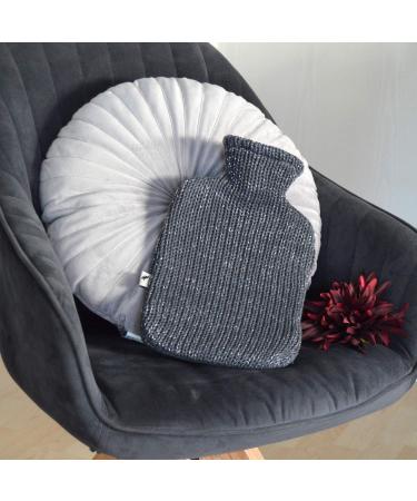 Hugo Frosch Hot Water Bottle Classic 1.8L - Knitted Lurex Anthracite Cover | Shop Internationally - Buy Online on GoSupps.com