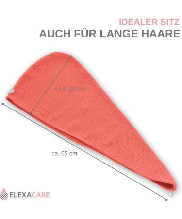ELEXACARE Microfiber Hair Turban Towels (2-Pack Coral Red) | Quick-Dry Hair Care for Long Hair - Buy Online on GoSupps.com