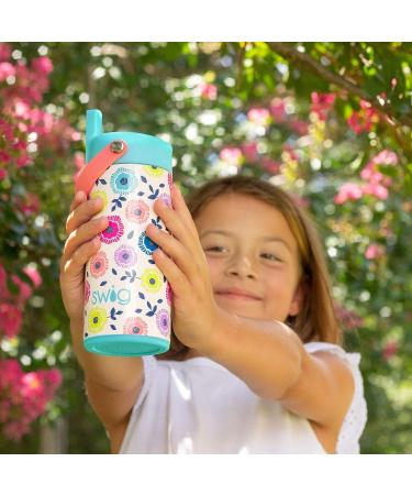 Swig Life 12oz Insulated Kids Water Bottle - Dipsy Daisy Design | Straw & Flip + Sip Handle, Dishwasher Safe, Stainless Steel - Girls & Boys - Buy Online on GoSupps.com
