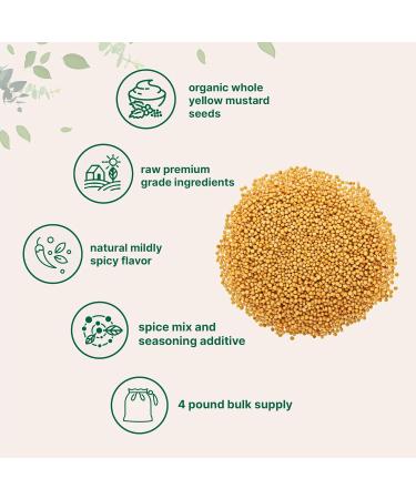 Organic Whole Yellow Mustard Seeds 4 lb (64 oz) | Premium Grade Seeds | Mild & Raw Mustard Flavor | Great for Pickling Spice Blends & Seasoning | Non-GMO Bulk Supply - Buy Online on GoSupps.com