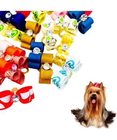 BIPY 50Pcs Small Dog Hair Bows with Elastic Rubber Bands for Puppies Doggy Cats Kitten Valentine's Day Wedding Festival Pet Yorkie Alpaca Topknot Attachment Grooming Accessories Random Color valentine's day Dog Hair Bows 50pcs - Buy Online on GoSupps.com