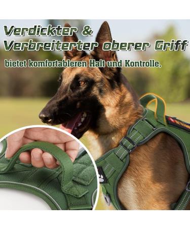 Rabbitgoo XL Dog Harness for Large Dogs - Adjustable Durable & Tactical with Handles - Perfect for Hiking - Wear-Resistant Metal Buckles (Green) - Buy Online on GoSupps.com