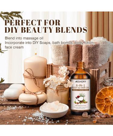 Aeshory 6 in 1 Body Oil For Moisturising Repairing Dry Skin Fine lines and Scars | Formulated with Jojoba Oil Argan Oil Rosehip Oil Sweet Almond Oil Coconut Oil and Shea Butter 100ml - Buy Online on GoSupps.com