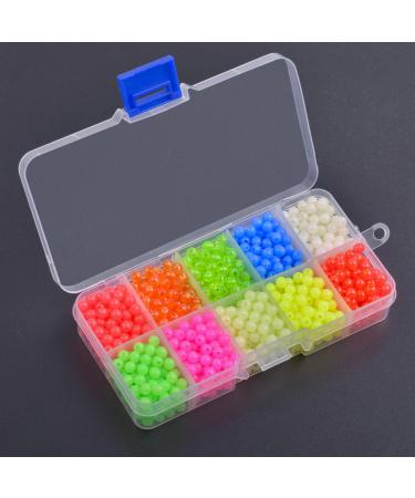 AGOOL Fishing Beads Assorted Kit, 1000pcs 5mm Round Float Glow Fishing Rig Beads Luminous Fishing Bait Eggs Pompano Fishing Beads Fishing Tackle for Saltwater Freshwater Fishing