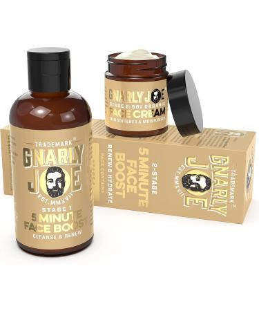 Gnarly Joe 5 Minute Face Boost. 2-Stage Ultimate Skin Care Solution for Men: Gentle Exfoliate and Face Clean plus Face Cream. 100 ml and 30 ml - Buy Online on GoSupps.com