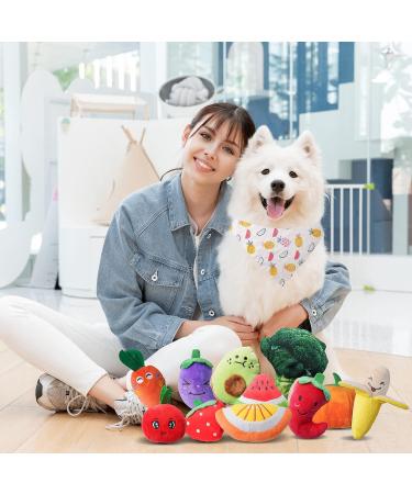 Rainbow-K9 12 Pack Dog Squeaky Toys Cute Plush Toys Stuffed Fruits Vegetables Dog chew Toy Squeaky Dog Toys for Puppy Small Dog Pets - Buy Online on GoSupps.com