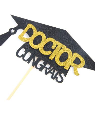 Black Glitter Congrats Doctor Cake Toppers - Future Doctor Cake Decor - 2023 Medical Doctor Graduation Party Decorations Supplies - Buy Online on GoSupps.com