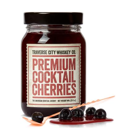 Premium Cocktail Cherries for Cocktails and Desserts | All American, Natural, Certified Kosher, Stemless, Slow-Cooked Garnish for Old Fashioned, Ice Cream Sundaes & more by TCWC (21 oz)