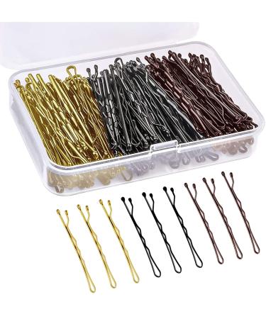 150 Pieces Bobby Pins Hair Clips Hair Grips Kirby Grips for Women Hair Styling Pins with Storage Box (Black & Blonde & Brown)