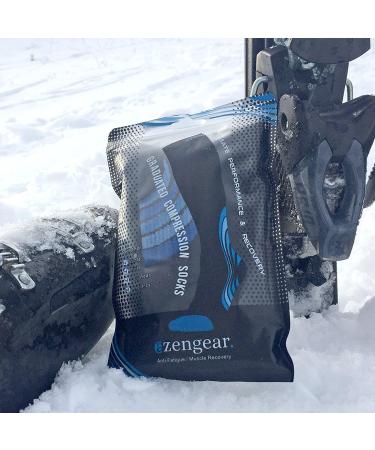 aZengear Compression Socks 20-30mmHg - Anti DVT Knee-High Flight Stockings for Travel & Sports - XXL Black w/Blue - Buy Online on GoSupps.com