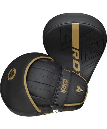 RDX Boxing Pads & Bag Gloves Set - Maya Hide Leather | Hook and Jab Training Pads | Curved Focus Mitts for MMA, Muay Thai, Kickboxing | Martial Arts Coaching | Punching Hand Target Strike Shield - GOLDEN - Buy Online on GoSupps.com