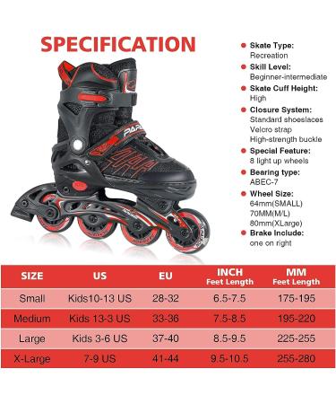 Illuminating Adjustable Inline Skates for Kids & Adults | All-Wheel Glow Roller Skates - Red - Buy Online on GoSupps.com